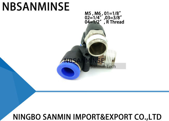 L'enfoncer pneumatique en plastique de pièces de PL la ferrure de coude masculine d'air relient vite des composants Sanmin