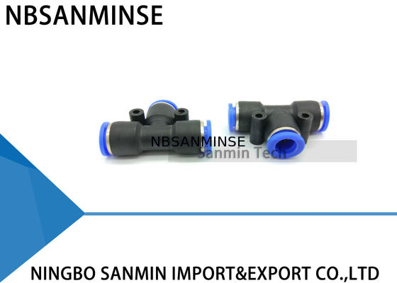 METTEZ les accessoires convenables en plastique rapides Sanmin de compresseur d'air de garnitures de pièce en t des syndicats de tube de poussée pneumatique