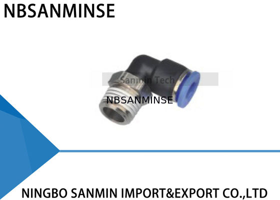 L'enfoncer pneumatique en plastique de pièces de PLN la ferrure de coude masculine d'air relient vite des composants Sanmin