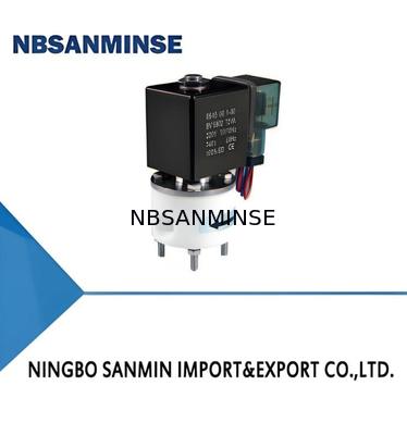Valve solénoïde en PTFE avec une température ambiante max. +60°C, une température moyenne de 5°C à 150°C et une liaison M8×1 G1/8 M6 1/4UNF-28