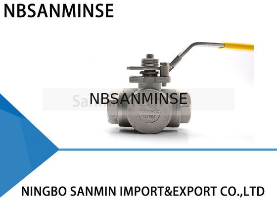 Le robinet à tournant sphérique à haute pression hydraulique de 3 manières pétrole de l'acier inoxydable SS316 du MÉTÈQUE CF8M3K-1 de 1 pouce 1000psi et tuyau de gaz rayent