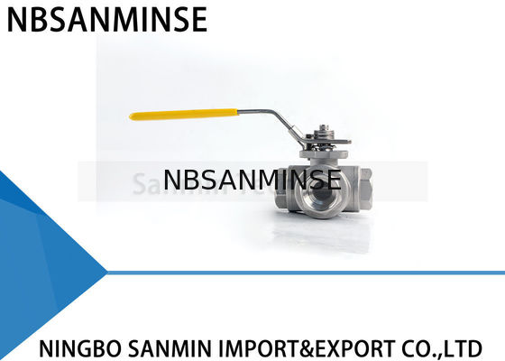 Le robinet à tournant sphérique à haute pression hydraulique de 3 manières pétrole de l'acier inoxydable SS316 du MÉTÈQUE CF8M3K-1 de 1 pouce 1000psi et tuyau de gaz rayent