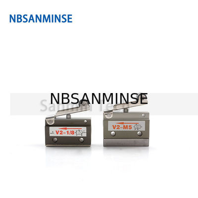 Ligne bi-directionnelle pneumatique d'automation de valve de rouleau de soupape de commande de Mechnical d'air de manière de NBSANMINSE V2-M5 V2-1/8 2/2