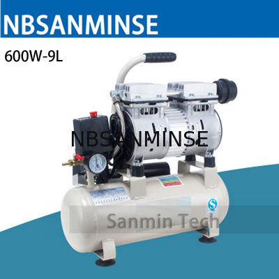 600W - application à la maison fonctionnante AC220V Sanmin de haute qualité mini de l'air 9L de compresseur d'Oilless en bois muet à haute pression de conception
