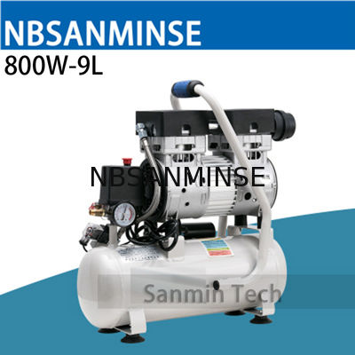 800W - application à la maison fonctionnante AC220V Sanmin de haute qualité mini de l'air 9L de compresseur d'Oilless en bois muet à haute pression de conception